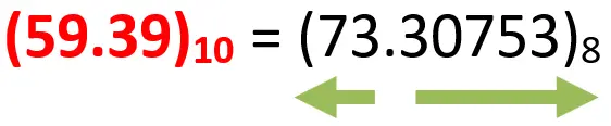 12)  التحويل من العشري الى الثماني بطريقة القسمة -النتيجة النهائية - مثال 12