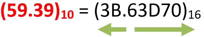 14)  التحويل من العشري الى السداسي عشر بطريقة القسمة - النتيجة النهائية - مثال 13