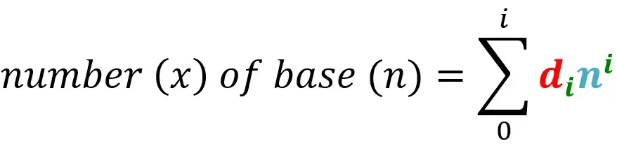 9) القاعدة العامة لطريقة حساب قيمة اي رقم في اي نظام عددي